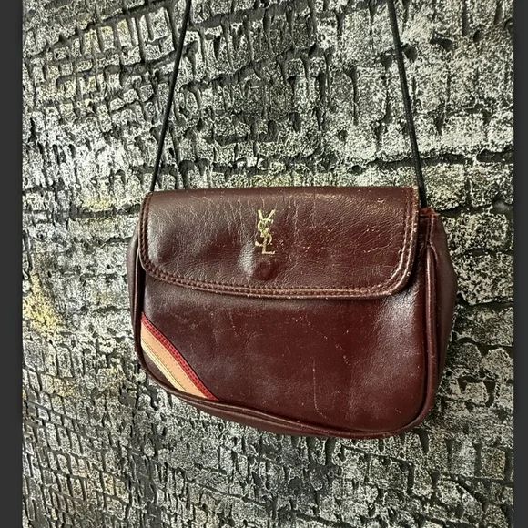 Yves Saint Laurent Vintage 1960 Safari Collection Deep Red Leather Crossbody Bag - Picture 6 of 16